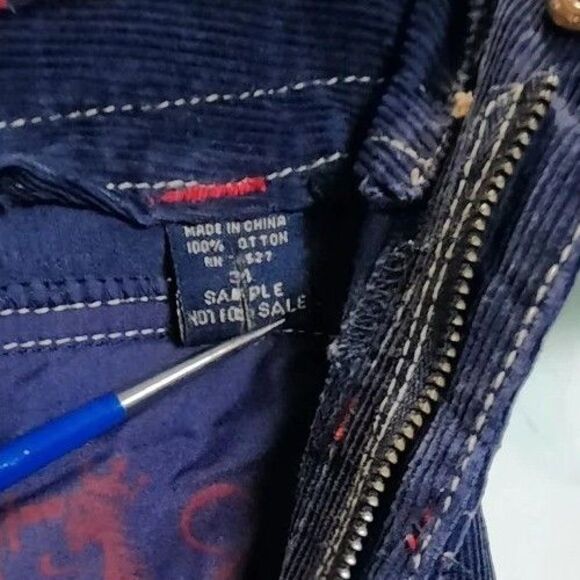 Vintage Marithe Francois Girbaud Baggy Corduroy Blue Big Logo Shuttle Pants 34 - Picture 10 of 11